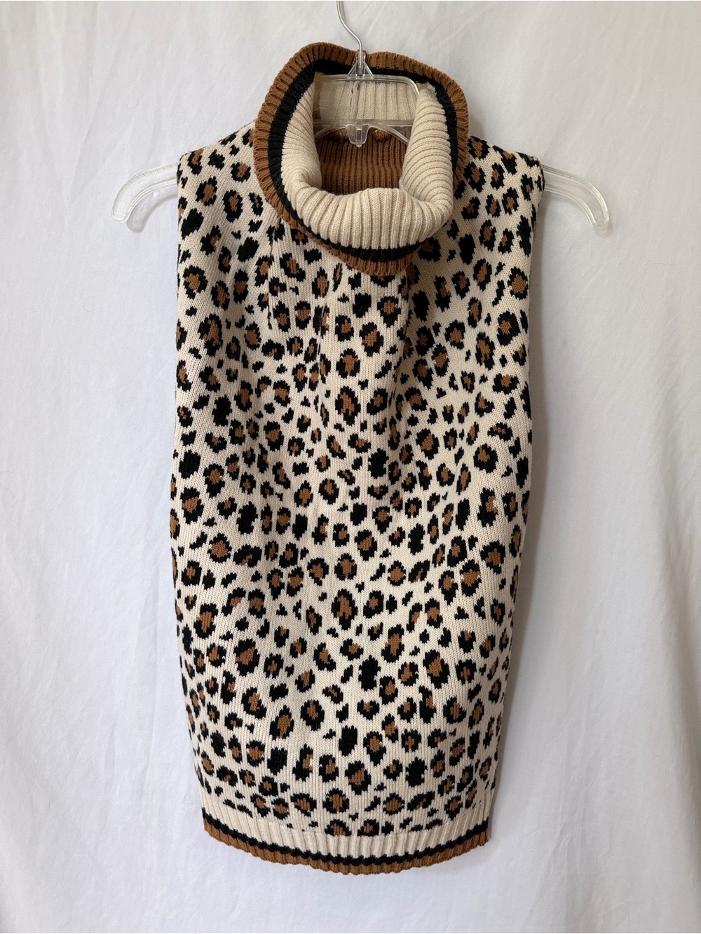 Leopard Print Dog Sweater Vest Turtleneck
